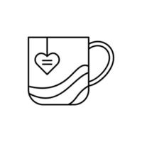 tasse, thé sac, cœur vecteur icône illustration