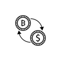 échange, bitcoins, dollar vecteur icône illustration
