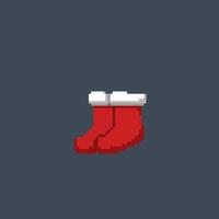 rouge chaussette dans pixel art style vecteur