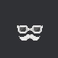 blanc moustache et œil des lunettes dans pixel art style vecteur