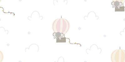 vecteur puéril sans couture modèle avec chaud air ballon transport et mignonne animaux avec étoiles et des nuages