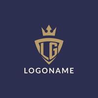 lg logo avec bouclier et couronne, monogramme initiale logo style vecteur