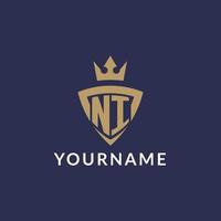 ni logo avec bouclier et couronne, monogramme initiale logo style vecteur