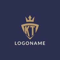 kt logo avec bouclier et couronne, monogramme initiale logo style vecteur