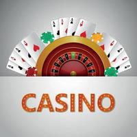 jeu de casino avec illustration créative avec roue de roulette avec carte à jouer vecteur