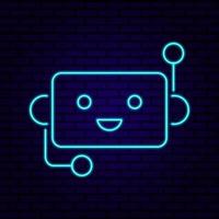 icône pour ai éditorial contenu sur chatbot - néon avec robot vecteur