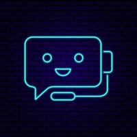 icône pour éditorial contenu sur chatbot - néon avec robot vecteur