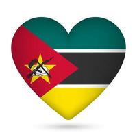 mozambique drapeau dans cœur forme. vecteur illustration.