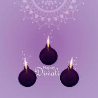 illustration vectorielle de joyeux diwali invitation carte de voeux avec lampe à huile vecteur créatif sur fond violet