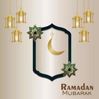 illustration créative de la lune et de la lanterne dorée du ramadan kareem vecteur