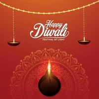 joyeux festival diwali d'illustration vectorielle lumière avec lampe à huile diya vecteur