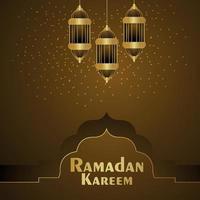 ramadan kareem festival islamique créatif avec livre sacré kuran et lanterne arabe vecteur