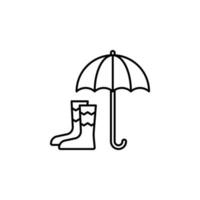 caoutchouc bottes, parapluie vecteur icône illustration