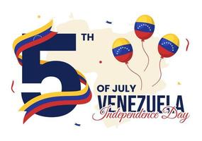 content Venezuela indépendance journée vecteur illustration sur 5 juillet avec drapeaux, ballon et confettis dans Mémorial vacances Contexte main tiré modèle