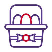 panier Oeuf icône bicolore rouge violet Couleur Pâques symbole illustration. vecteur