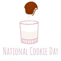 une verre de Lait et Chocolat cookies.national biscuits jour.monde Lait journée. vecteur