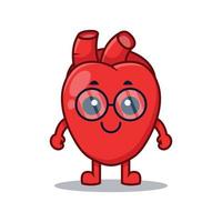 cœur portant des lunettes vecteur dessin animé illustration
