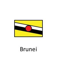 nationale drapeau de brunei dans Facile couleurs avec Nom vecteur icône illustration