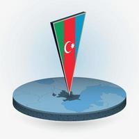 Azerbaïdjan carte dans rond isométrique style avec triangulaire 3d drapeau de Azerbaïdjan vecteur