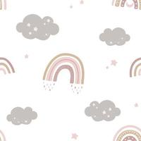 mignonne sans couture modèle avec arcs en ciel et des nuages. Créatif bébé texture pour tissu, emballage papier, textile, chiffon. main tiré vecteur Contexte pour enfants.