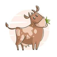 main tiré vache dessin animé clipart vecteur