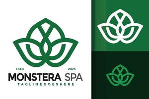 monstera lotus spa logo vecteur icône illustration