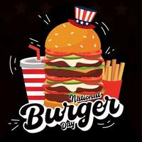 isolé caricatural Hamburger coloré Burger journée modèle vecteur illustration