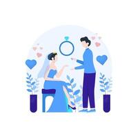 un couple est engagé et se prépare à avoir une illustration vectorielle de mariage, adaptée à la page de destination, à l'interface utilisateur, au site Web, à l'application mobile, à la rédaction, à l'affiche, au dépliant, à l'article et à la bannière vecteur