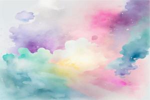 main peint aquarelle ciel nuage Contexte avec une pastel coloré vecteur