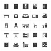 icône ensemble - meubles et décor vecteur