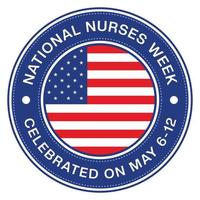 nationale infirmières journée badge, nationale infirmières semaine, timbre, logo, emblème, autocollant, infirmière journée logo, T-shirt conception, santé conception élément, infirmières journée salutations carte vecteur