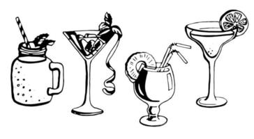 cocktails. vecteur clipart. main tiré