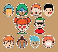 pixel art autocollant emoji conception, vecteur