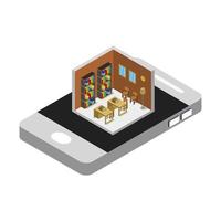 bibliothèque sur smartphone isométrique vecteur