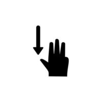 main, des doigts, geste, glisser, déplacer, vers le bas vecteur icône illustration