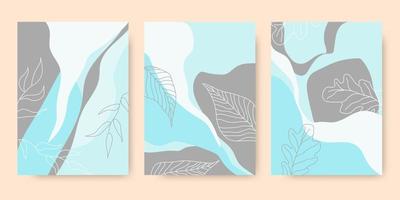 formes abstraites de feuilles modernes. ensemble de minimaliste créatif. conception de couverture de carte postale ou de brochure. vecteur
