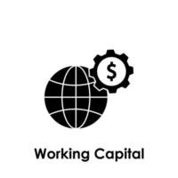 monde, engrenage, dollar, travail Capitale vecteur icône illustration