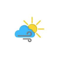 nuage Soleil vent vecteur icône illustration