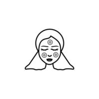 femme, masque, concombre vecteur icône illustration