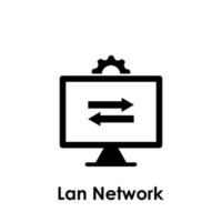 moniteur, engrenage, Lan réseau vecteur icône illustration