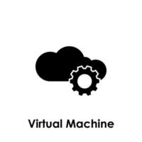 nuage, engrenage, virtuel machine vecteur icône illustration