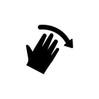 main, des doigts, geste, glisser, droite vecteur icône illustration