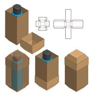 boîte d'emballage conception de modèle découpé. Maquette 3D vecteur