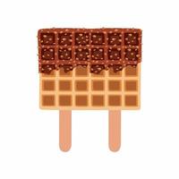 vecteur illustration de double d'or marron gaufre fait maison blé chien sur deux des bâtons avec foncé Chocolat et des noisettes.