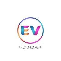 lettre ev coloré logo prime élégant modèle vecteur