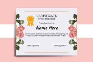 certificat modèle dahlia fleur aquarelle numérique main tiré vecteur