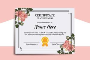 certificat modèle dahlia fleur aquarelle numérique main tiré vecteur