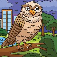 hibou animal coloré dessin animé illustration vecteur