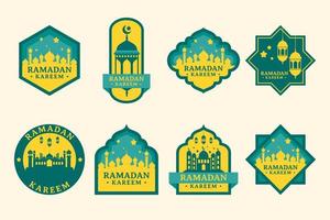 Ramadan kareem badge ensemble collection vert Couleur vecteur