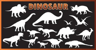 jeu de silhouette de dinosaure vecteur